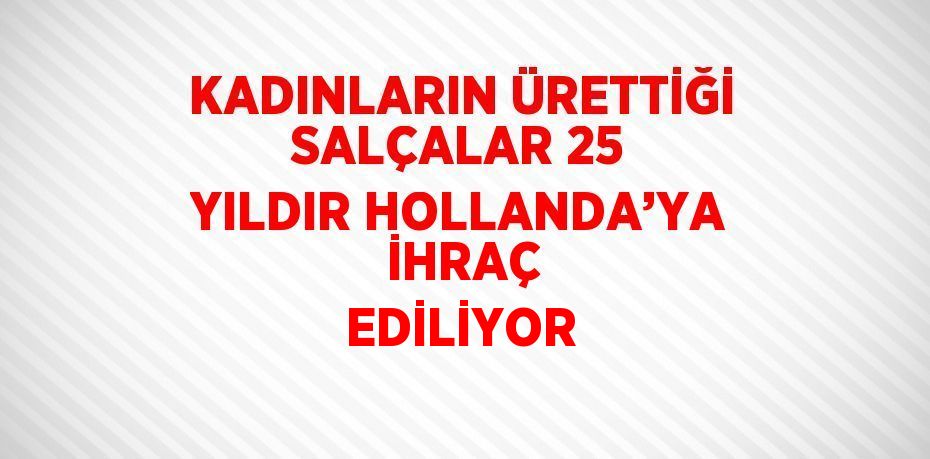 KADINLARIN ÜRETTİĞİ SALÇALAR 25 YILDIR HOLLANDA’YA  İHRAÇ EDİLİYOR