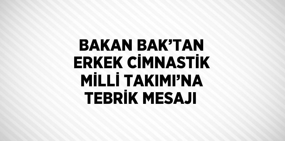 BAKAN BAK’TAN ERKEK CİMNASTİK MİLLİ TAKIMI’NA TEBRİK MESAJI