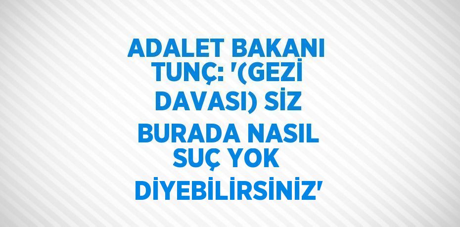 ADALET BAKANI TUNÇ: '(GEZİ DAVASI) SİZ BURADA NASIL SUÇ YOK DİYEBİLİRSİNİZ'