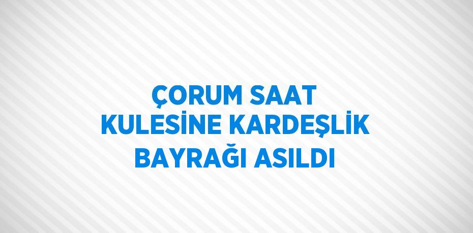 ÇORUM SAAT KULESİNE KARDEŞLİK BAYRAĞI ASILDI