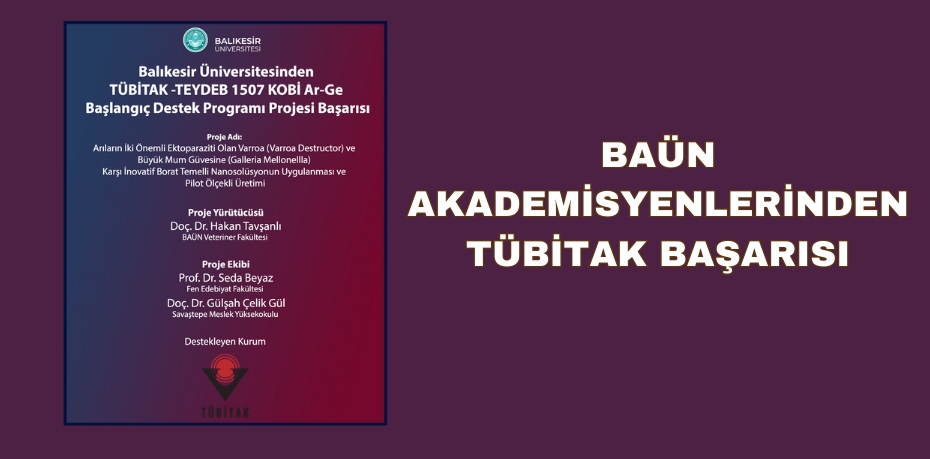 BAÜN AKADEMİSYENLERİNDEN TÜBİTAK BAŞARISI