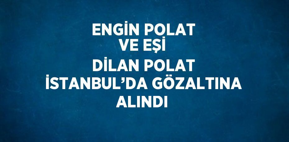 ENGİN POLAT VE EŞİ DİLAN POLAT İSTANBUL’DA GÖZALTINA ALINDI