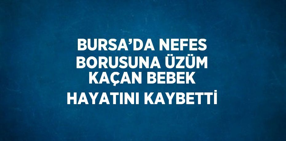 BURSA’DA NEFES BORUSUNA ÜZÜM KAÇAN BEBEK HAYATINI KAYBETTİ