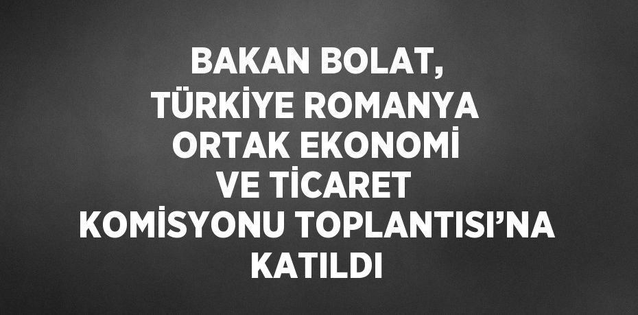 BAKAN BOLAT, TÜRKİYE ROMANYA ORTAK EKONOMİ VE TİCARET KOMİSYONU TOPLANTISI’NA KATILDI