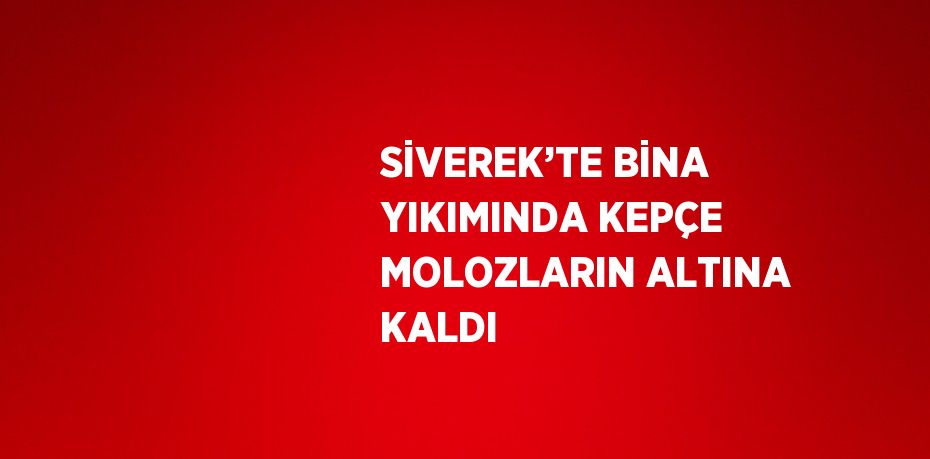 SİVEREK’TE BİNA YIKIMINDA KEPÇE MOLOZLARIN ALTINA KALDI