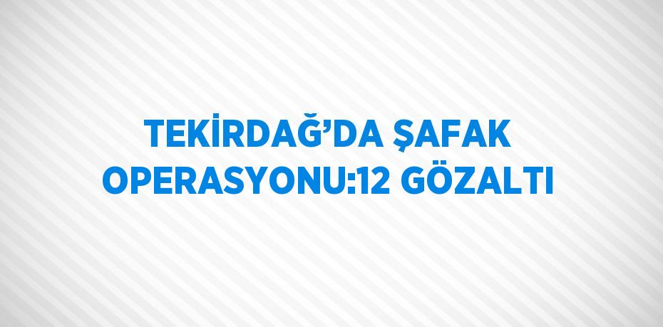 TEKİRDAĞ’DA ŞAFAK OPERASYONU:12 GÖZALTI