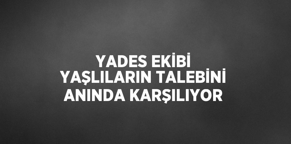 YADES EKİBİ YAŞLILARIN TALEBİNİ ANINDA KARŞILIYOR