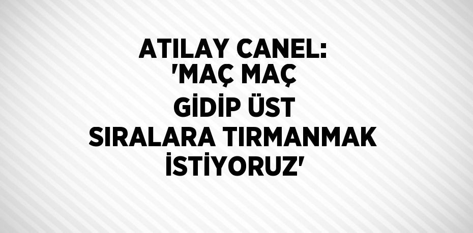 ATILAY CANEL: 'MAÇ MAÇ GİDİP ÜST SIRALARA TIRMANMAK İSTİYORUZ'