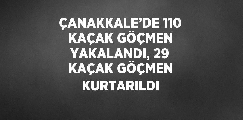 ÇANAKKALE’DE 110 KAÇAK GÖÇMEN YAKALANDI, 29 KAÇAK GÖÇMEN KURTARILDI