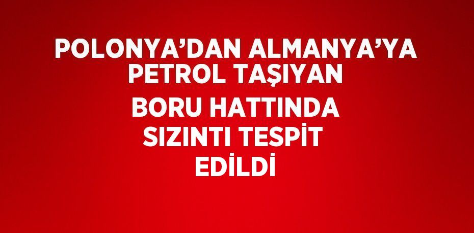 POLONYA’DAN ALMANYA’YA PETROL TAŞIYAN BORU HATTINDA SIZINTI TESPİT EDİLDİ