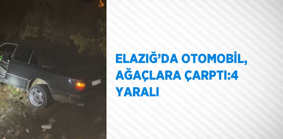 ELAZIĞ’DA OTOMOBİL, AĞAÇLARA ÇARPTI:4 YARALI