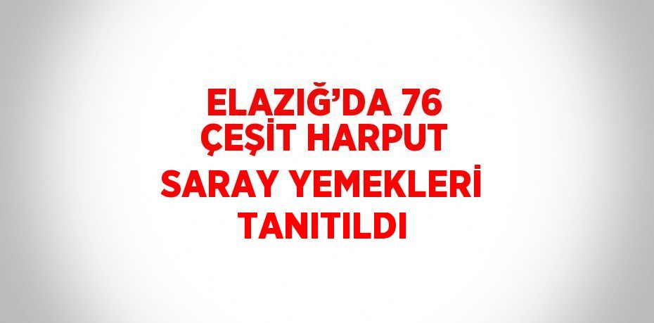 ELAZIĞ’DA 76 ÇEŞİT HARPUT SARAY YEMEKLERİ TANITILDI