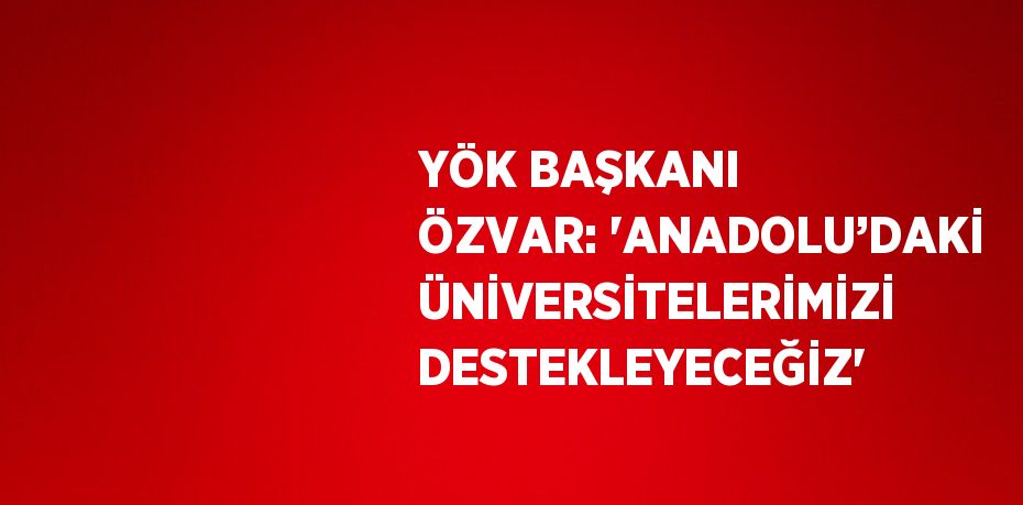 YÖK BAŞKANI ÖZVAR: 'ANADOLU’DAKİ ÜNİVERSİTELERİMİZİ DESTEKLEYECEĞİZ'