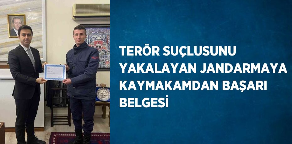 TERÖR SUÇLUSUNU YAKALAYAN JANDARMAYA KAYMAKAMDAN BAŞARI BELGESİ