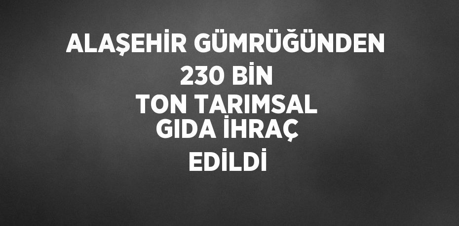 ALAŞEHİR GÜMRÜĞÜNDEN 230 BİN TON TARIMSAL GIDA İHRAÇ EDİLDİ