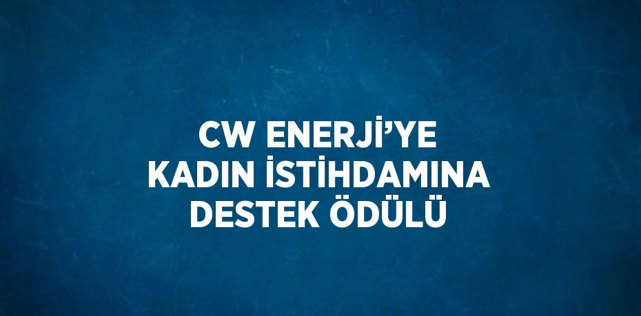 CW ENERJİ’YE KADIN İSTİHDAMINA DESTEK ÖDÜLÜ