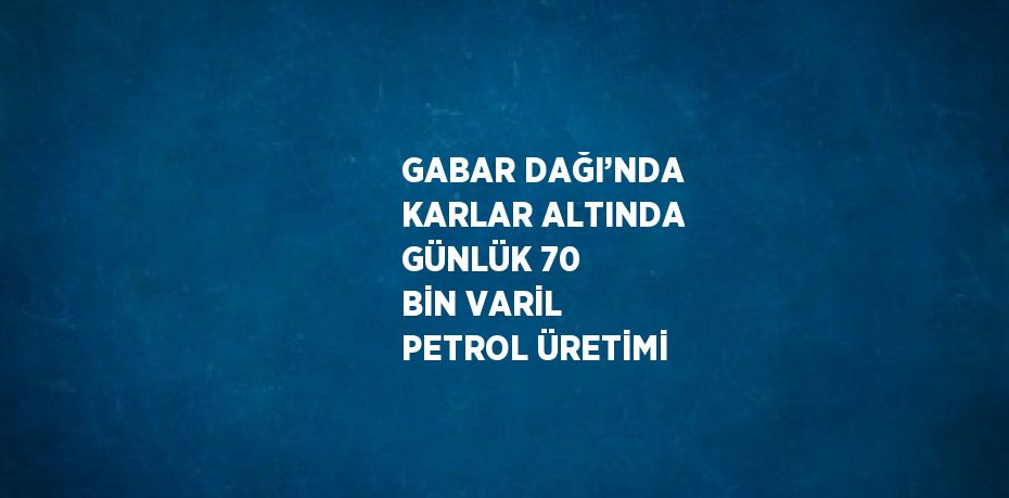 GABAR DAĞI’NDA KARLAR ALTINDA GÜNLÜK 70 BİN VARİL PETROL ÜRETİMİ