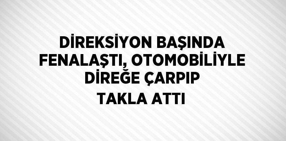 DİREKSİYON BAŞINDA FENALAŞTI, OTOMOBİLİYLE DİREĞE ÇARPIP TAKLA ATTI