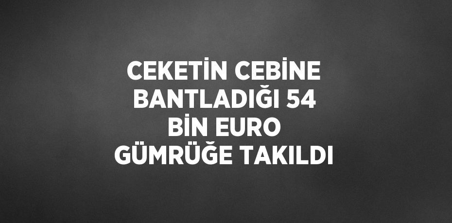 CEKETİN CEBİNE BANTLADIĞI 54 BİN EURO GÜMRÜĞE TAKILDI