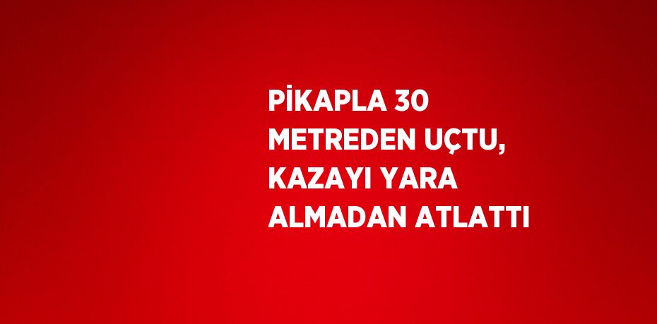 PİKAPLA 30 METREDEN UÇTU, KAZAYI YARA ALMADAN ATLATTI