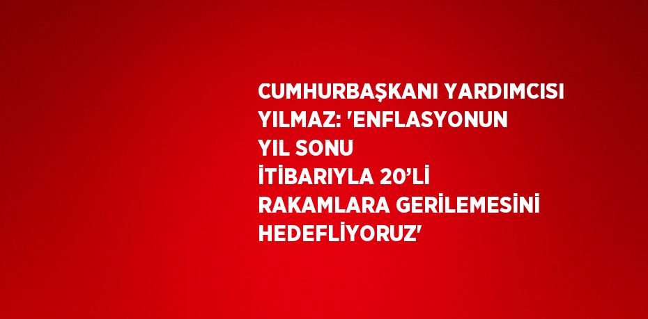 CUMHURBAŞKANI YARDIMCISI YILMAZ: 'ENFLASYONUN YIL SONU İTİBARIYLA 20’Lİ RAKAMLARA GERİLEMESİNİ HEDEFLİYORUZ'