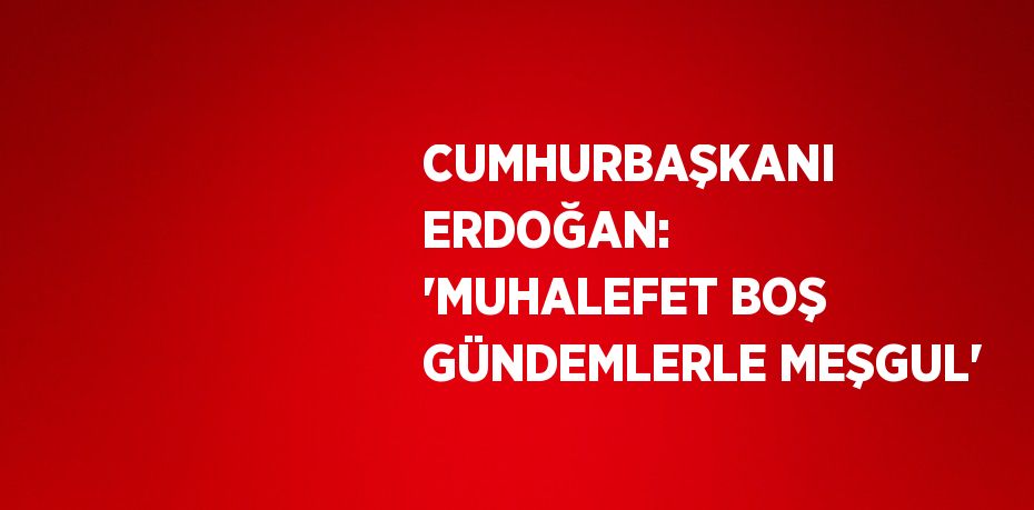 CUMHURBAŞKANI ERDOĞAN: 'MUHALEFET BOŞ GÜNDEMLERLE MEŞGUL'