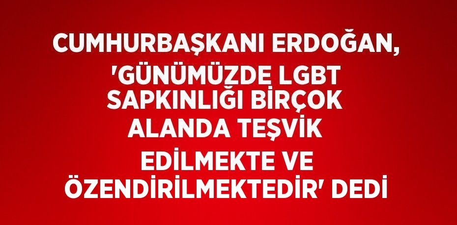 CUMHURBAŞKANI ERDOĞAN, 'GÜNÜMÜZDE LGBT SAPKINLIĞI BİRÇOK ALANDA TEŞVİK EDİLMEKTE VE ÖZENDİRİLMEKTEDİR' DEDİ