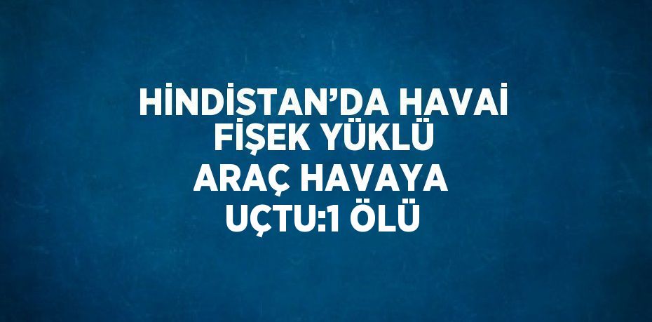 HİNDİSTAN’DA HAVAİ FİŞEK YÜKLÜ ARAÇ HAVAYA UÇTU:1 ÖLÜ