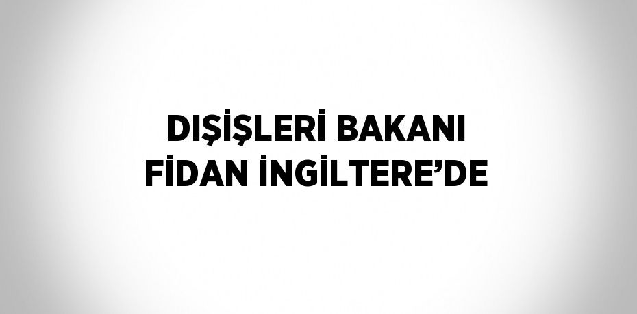 DIŞİŞLERİ BAKANI FİDAN İNGİLTERE’DE