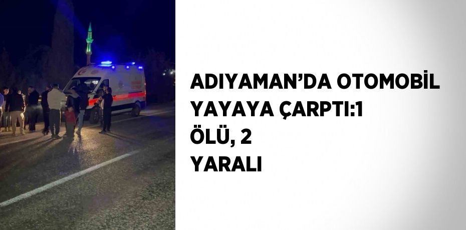 ADIYAMAN’DA OTOMOBİL YAYAYA ÇARPTI:1 ÖLÜ, 2 YARALI