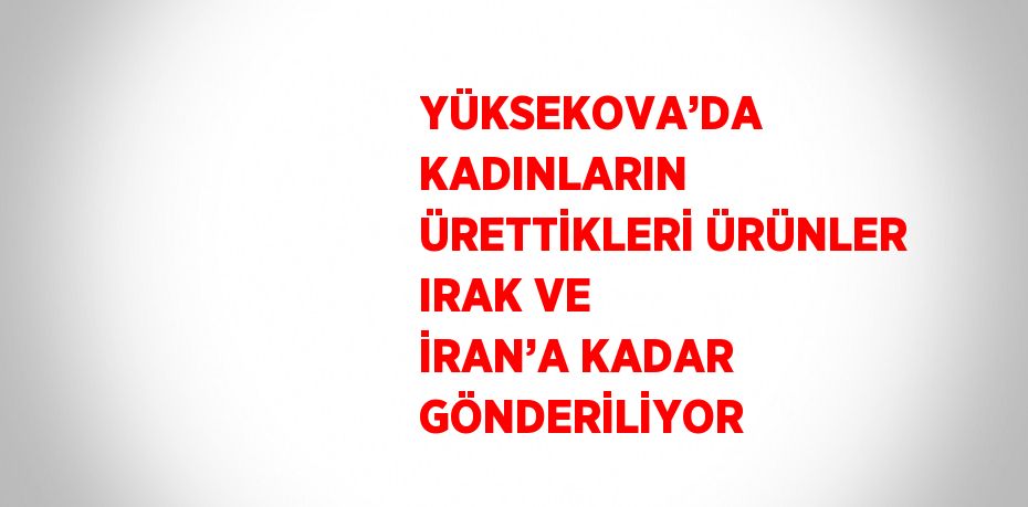 YÜKSEKOVA’DA KADINLARIN ÜRETTİKLERİ ÜRÜNLER IRAK VE İRAN’A KADAR GÖNDERİLİYOR