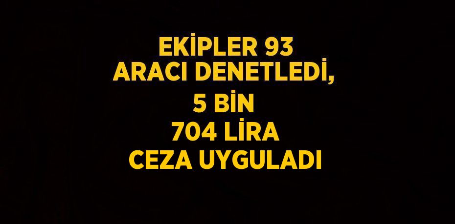 EKİPLER 93 ARACI DENETLEDİ, 5 BİN 704 LİRA CEZA UYGULADI