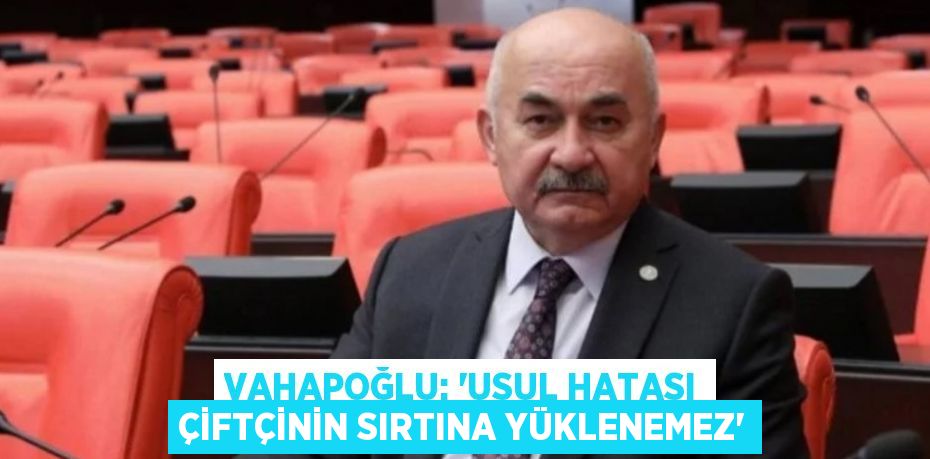 VAHAPOĞLU: 'USUL HATASI ÇİFTÇİNİN SIRTINA YÜKLENEMEZ'