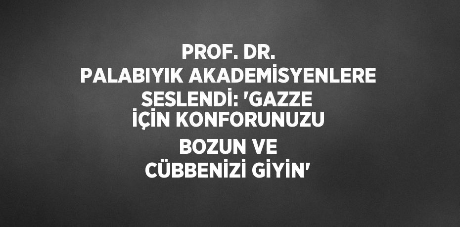 PROF. DR. PALABIYIK AKADEMİSYENLERE SESLENDİ: 'GAZZE İÇİN KONFORUNUZU BOZUN VE CÜBBENİZİ GİYİN'