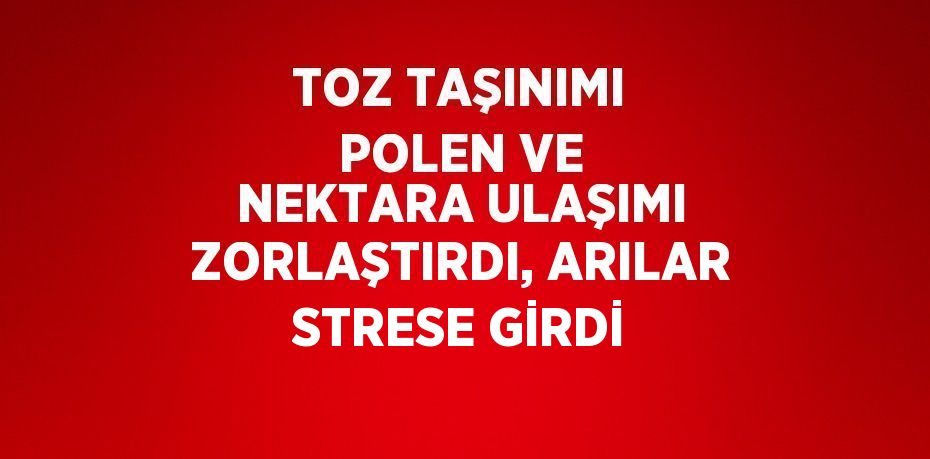 TOZ TAŞINIMI POLEN VE NEKTARA ULAŞIMI ZORLAŞTIRDI, ARILAR STRESE GİRDİ