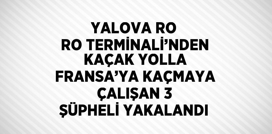 YALOVA RO RO TERMİNALİ’NDEN KAÇAK YOLLA FRANSA’YA KAÇMAYA ÇALIŞAN 3 ŞÜPHELİ YAKALANDI