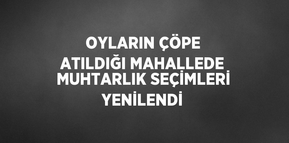 OYLARIN ÇÖPE ATILDIĞI MAHALLEDE MUHTARLIK SEÇİMLERİ YENİLENDİ