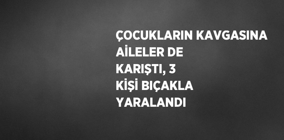 ÇOCUKLARIN KAVGASINA AİLELER DE KARIŞTI, 3 KİŞİ BIÇAKLA YARALANDI