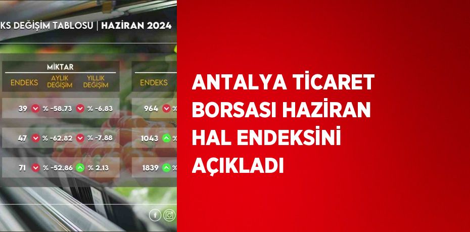 ANTALYA TİCARET BORSASI HAZİRAN HAL ENDEKSİNİ AÇIKLADI