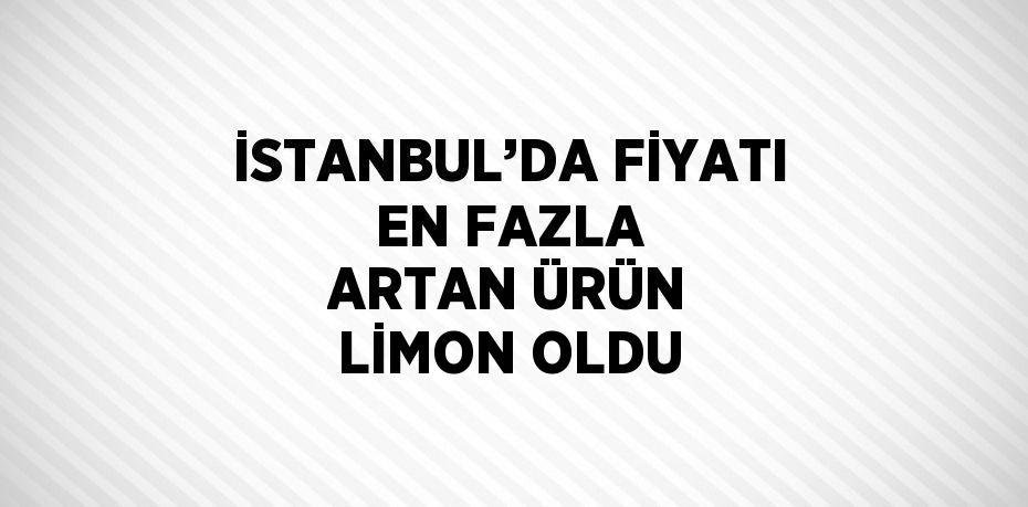 İSTANBUL’DA FİYATI EN FAZLA ARTAN ÜRÜN LİMON OLDU