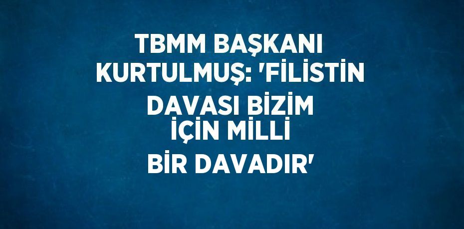 TBMM BAŞKANI KURTULMUŞ: 'FİLİSTİN DAVASI BİZİM İÇİN MİLLİ BİR DAVADIR'