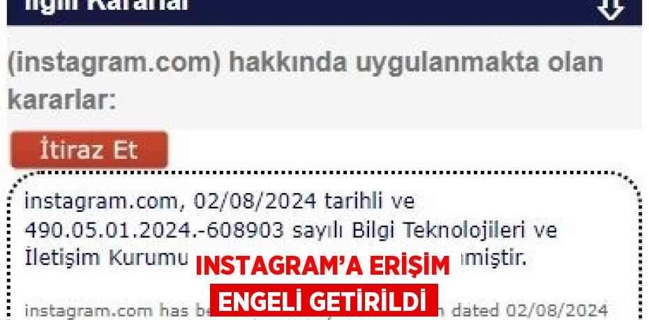 INSTAGRAM’A ERİŞİM ENGELİ GETİRİLDİ