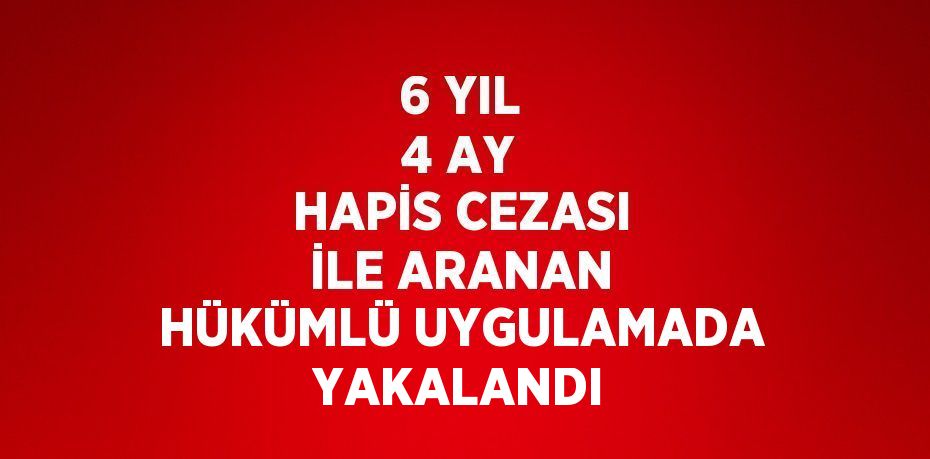 6 YIL 4 AY HAPİS CEZASI İLE ARANAN HÜKÜMLÜ UYGULAMADA YAKALANDI