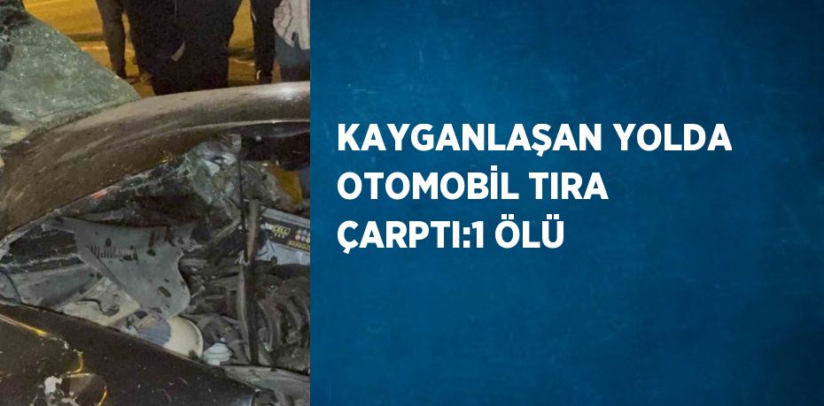 KAYGANLAŞAN YOLDA OTOMOBİL TIRA ÇARPTI:1 ÖLÜ