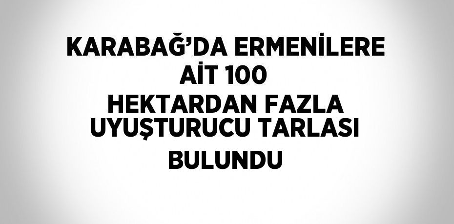 KARABAĞ’DA ERMENİLERE AİT 100 HEKTARDAN FAZLA UYUŞTURUCU TARLASI BULUNDU