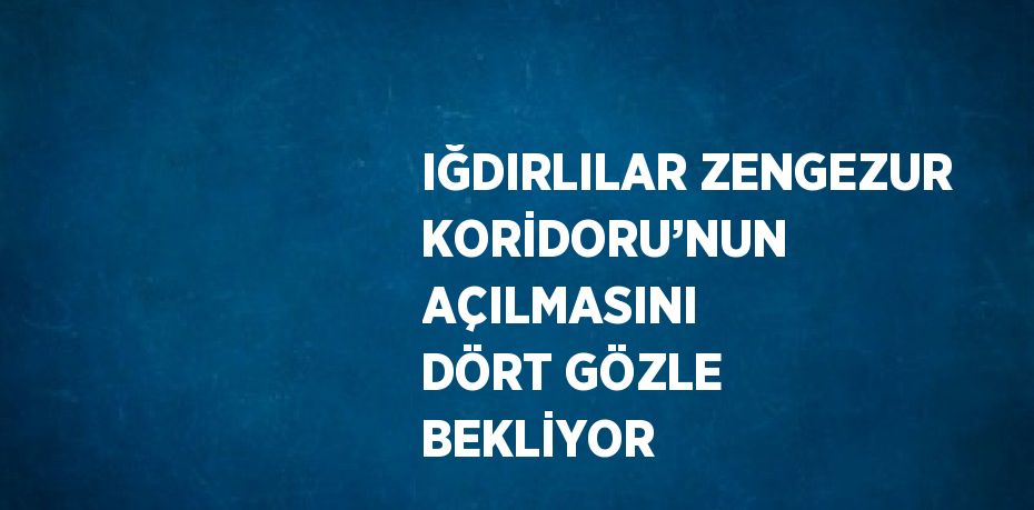 IĞDIRLILAR ZENGEZUR KORİDORU’NUN AÇILMASINI DÖRT GÖZLE BEKLİYOR