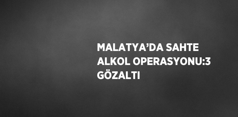 MALATYA’DA SAHTE ALKOL OPERASYONU:3 GÖZALTI