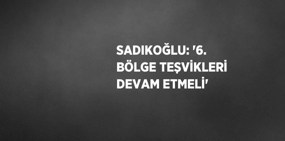 SADIKOĞLU: '6. BÖLGE TEŞVİKLERİ DEVAM ETMELİ'