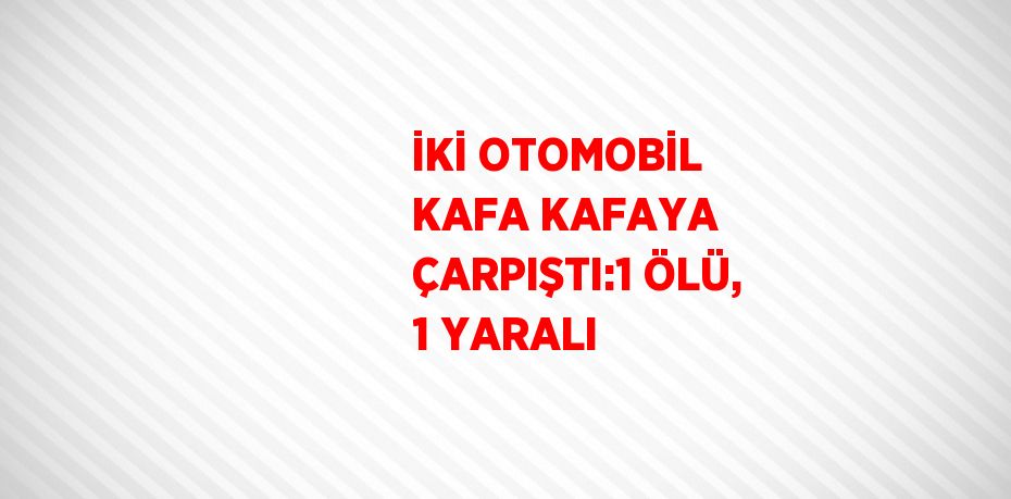 İKİ OTOMOBİL KAFA KAFAYA ÇARPIŞTI:1 ÖLÜ, 1 YARALI