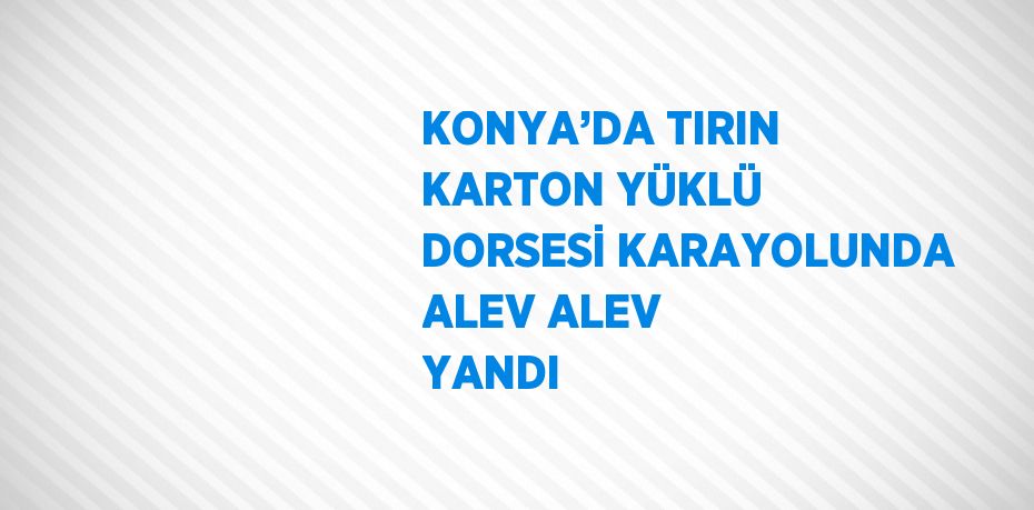 KONYA’DA TIRIN KARTON YÜKLÜ DORSESİ KARAYOLUNDA ALEV ALEV YANDI